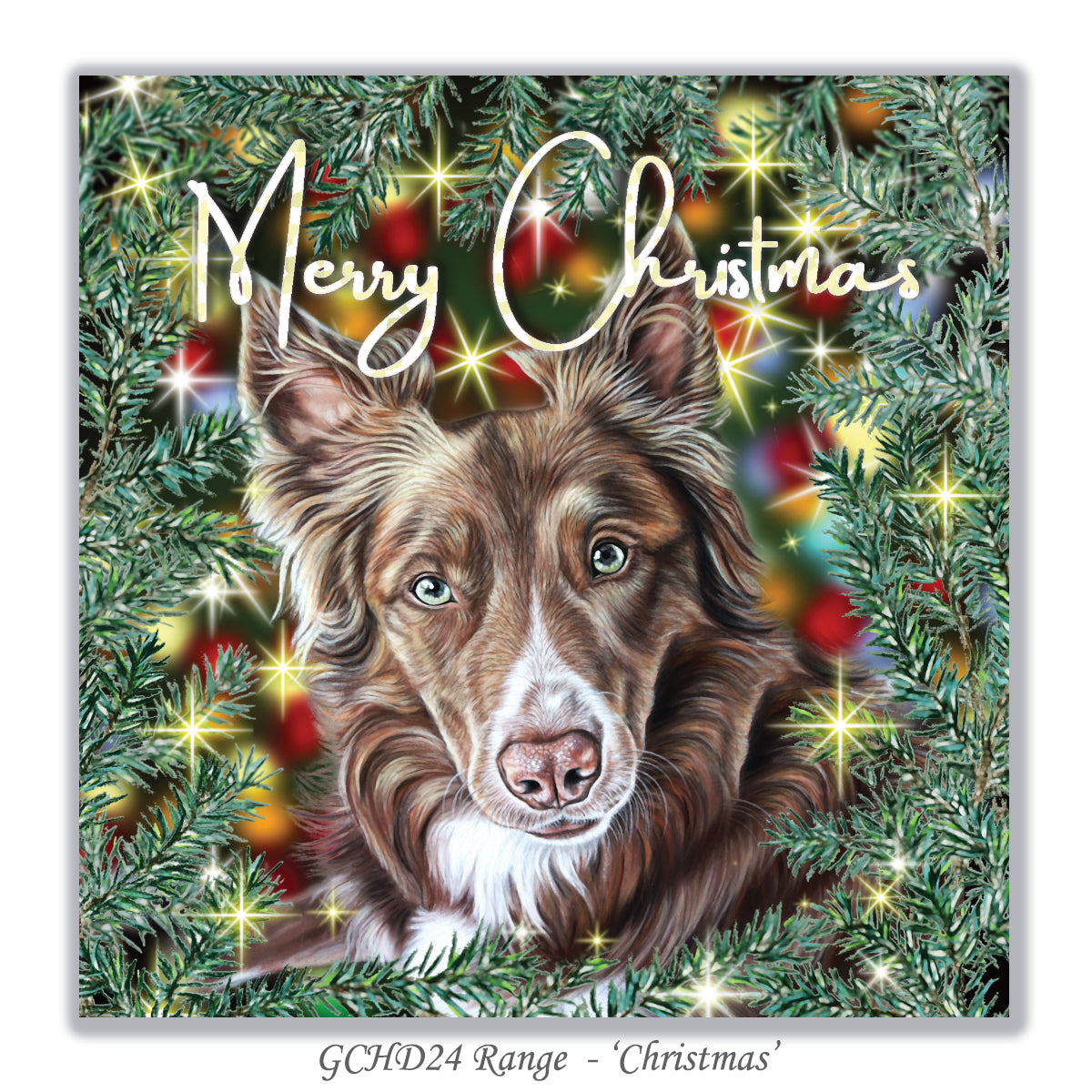 christmas card with welsh collie