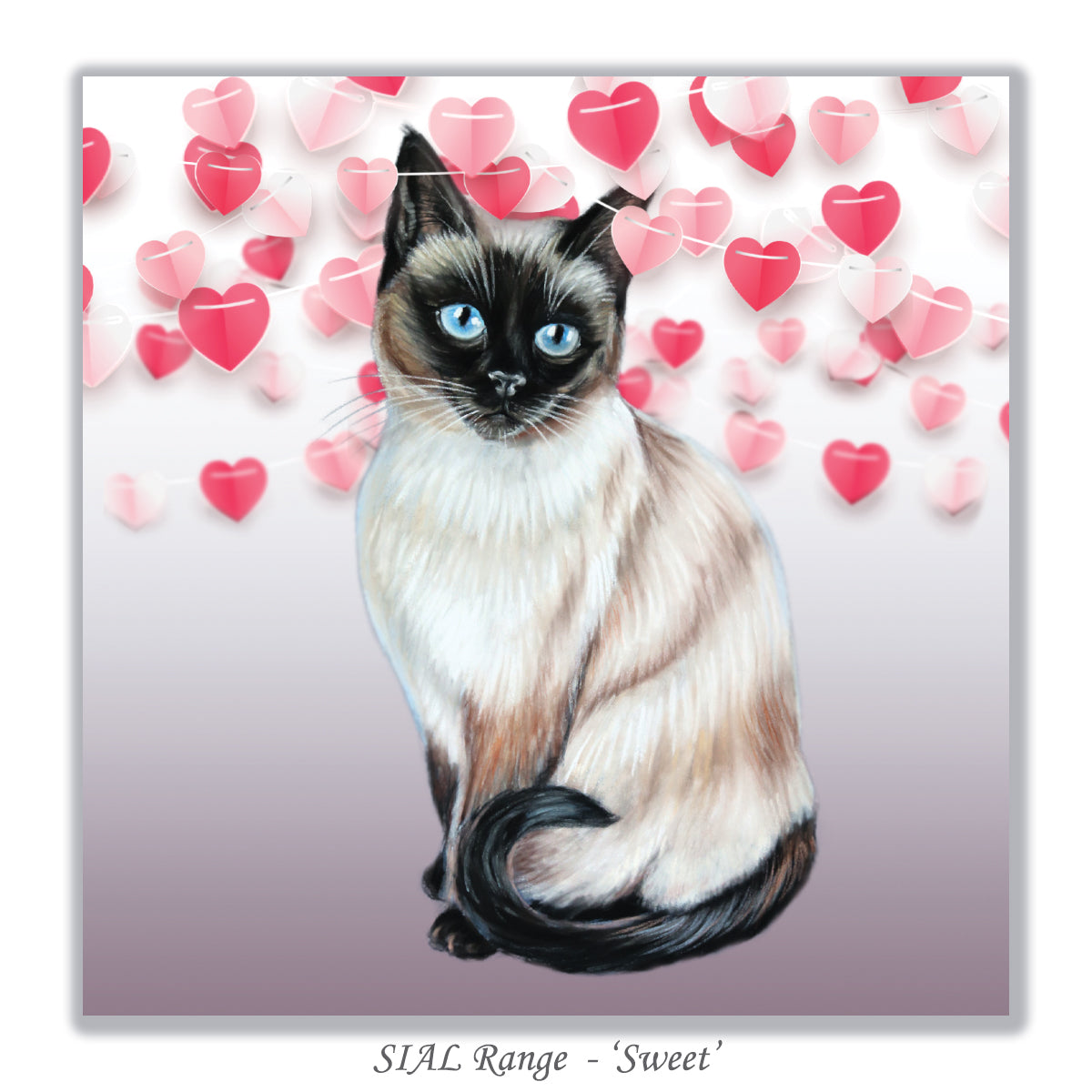 valentines day card with siamese cat