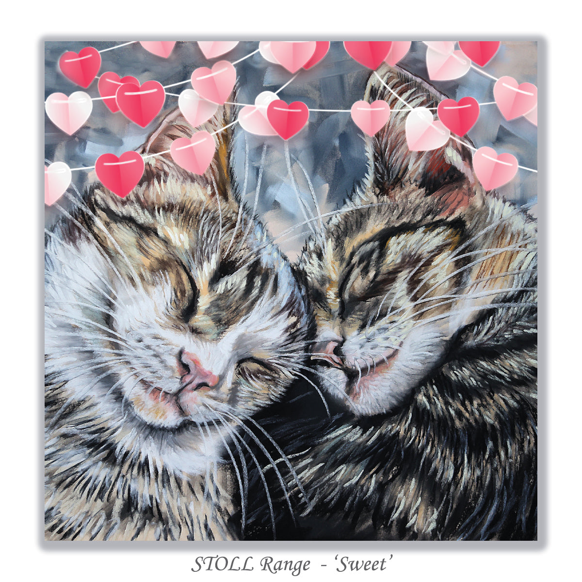 valentines day card tabby cats