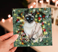 Siamese cat christmas card