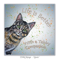 greeting card with tabby cat on