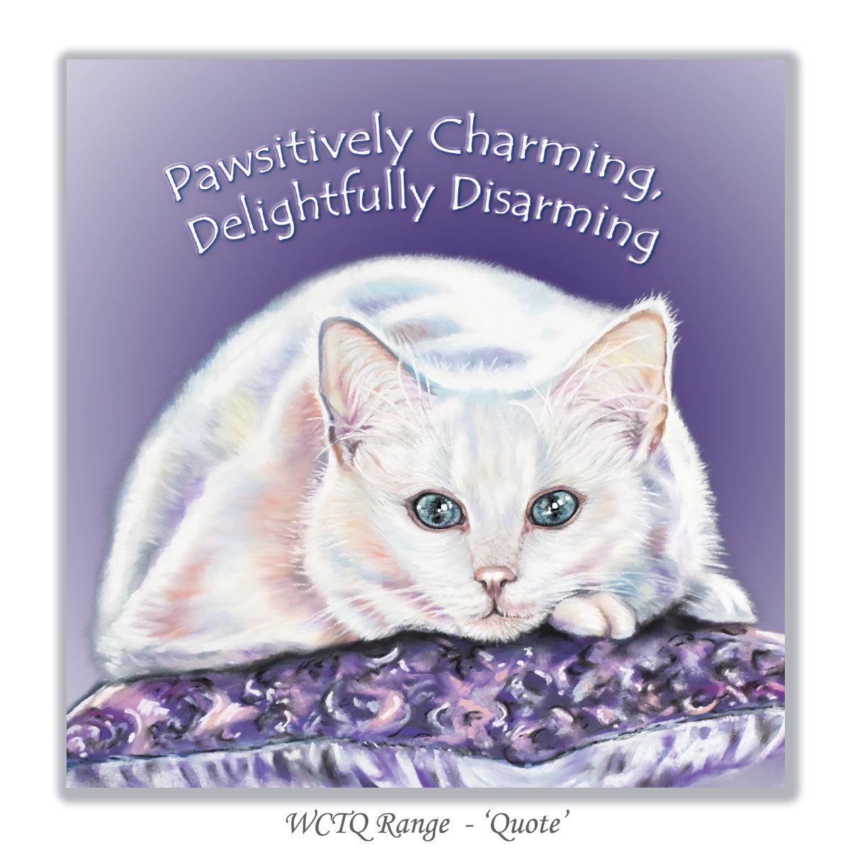 birthday card with white cat on