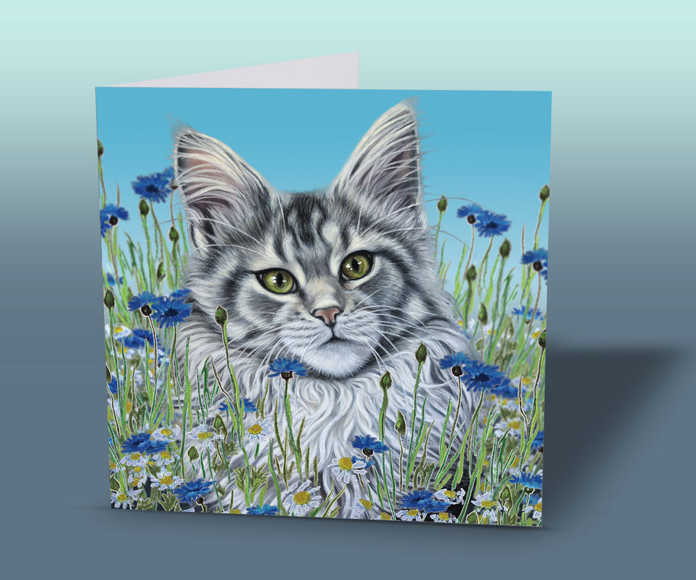 card with cat on