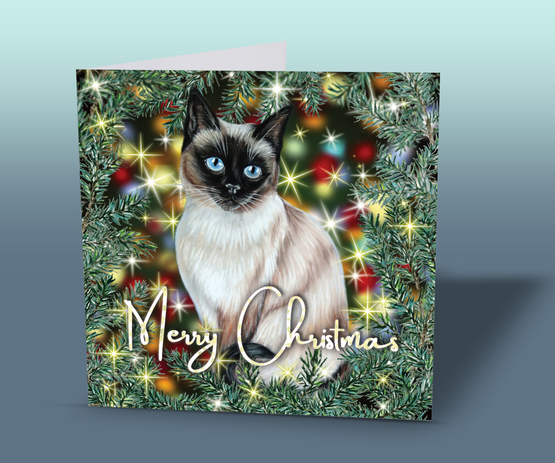 christmas card Siamese cat