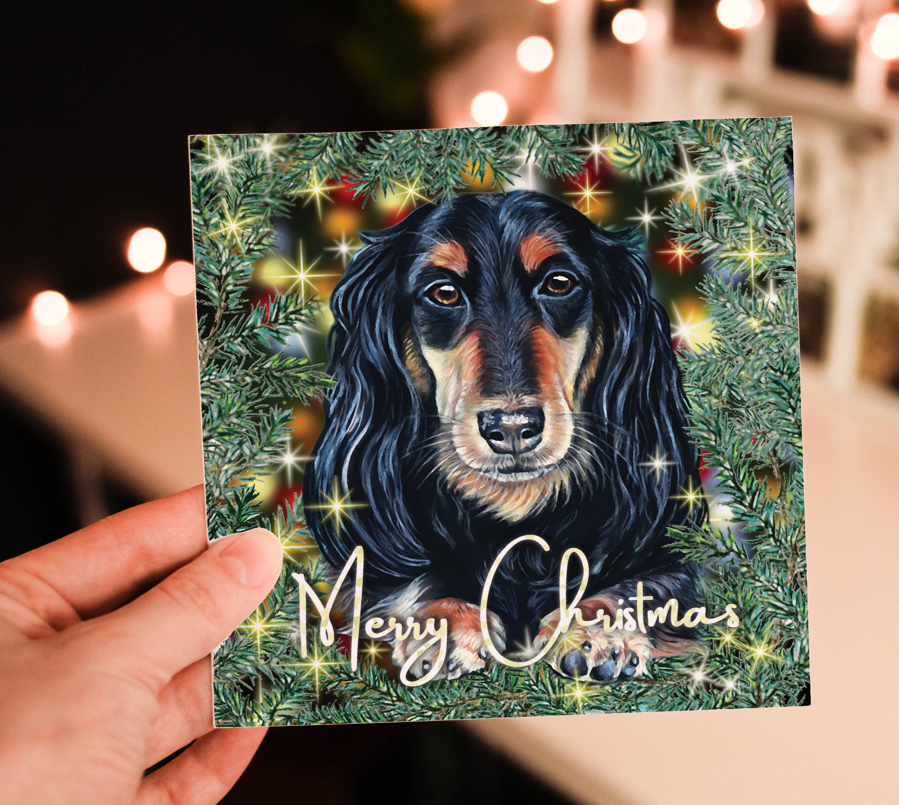 christmas card sausage dog