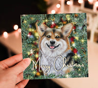christmas card with corgi