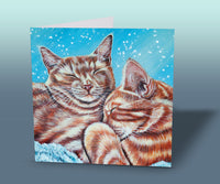 cuddling cats greeting card