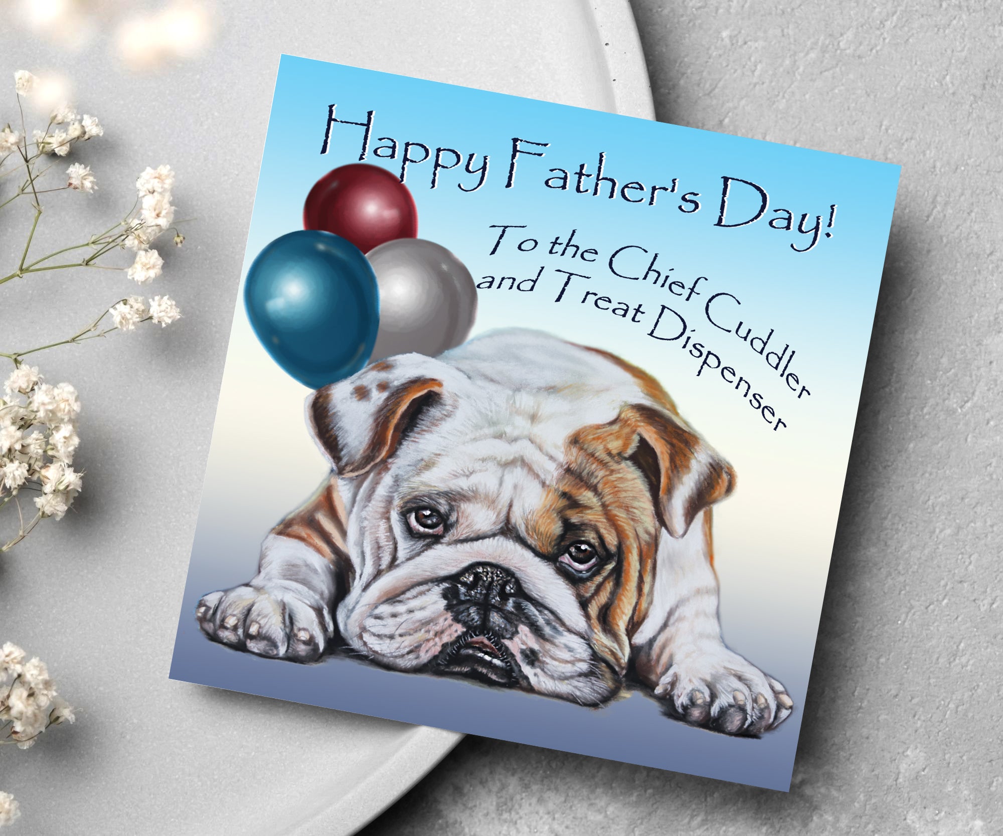 fathers day card english bulldog