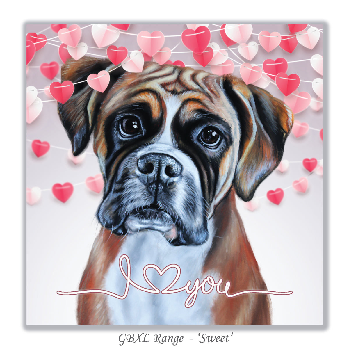 valentines day card with german boxer