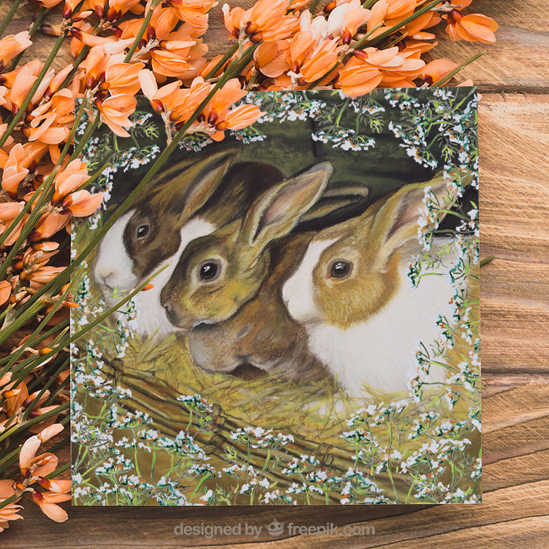 greeting card rabbits