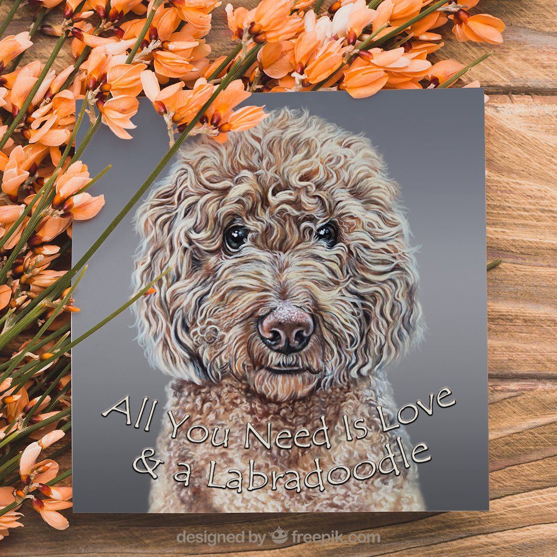 greeting card with labardoodle