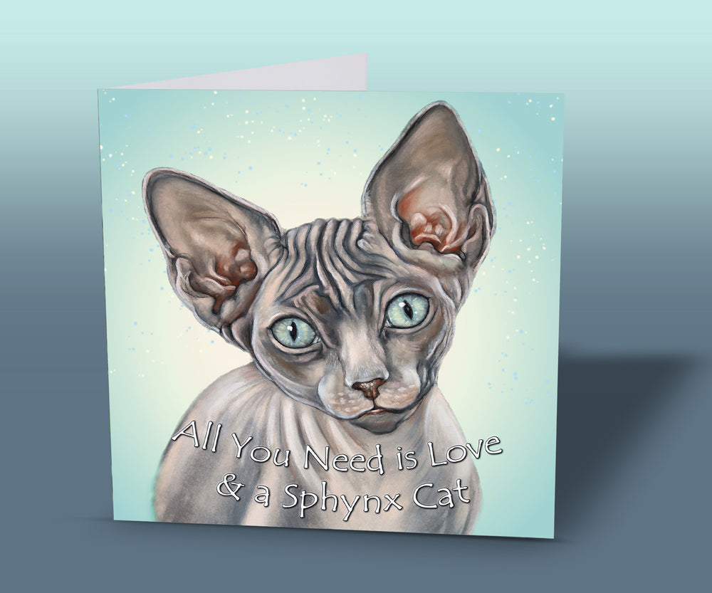 greeting card with sphynx cat