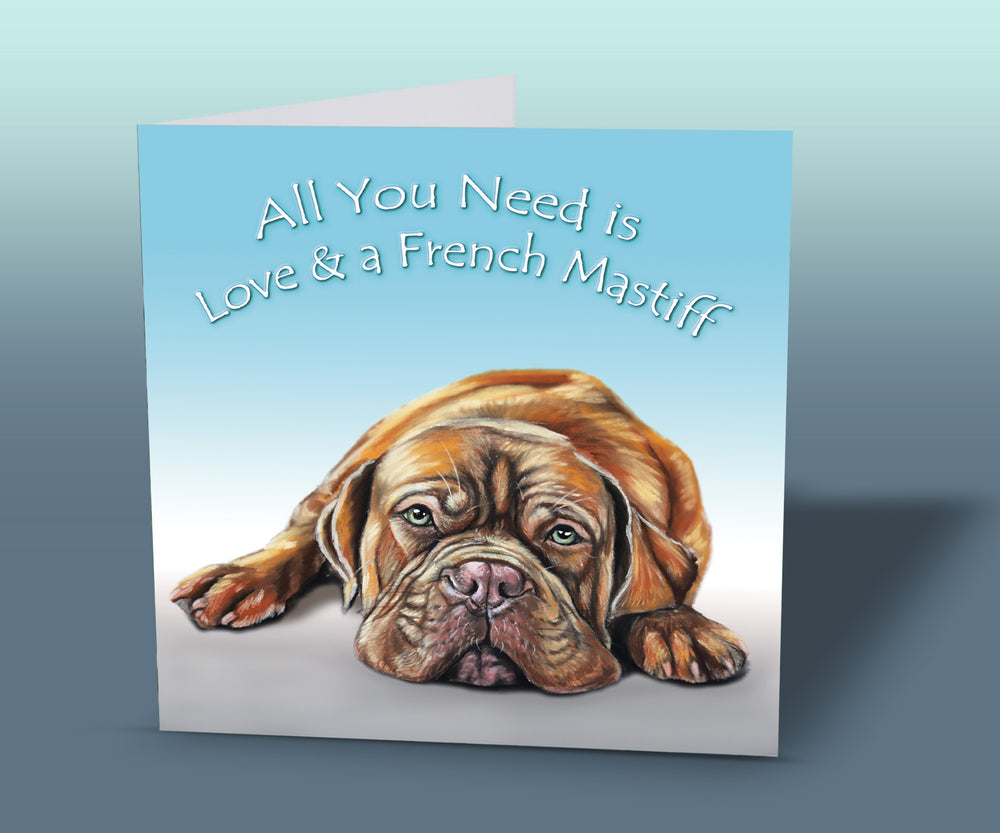 greeting card with french mastiff