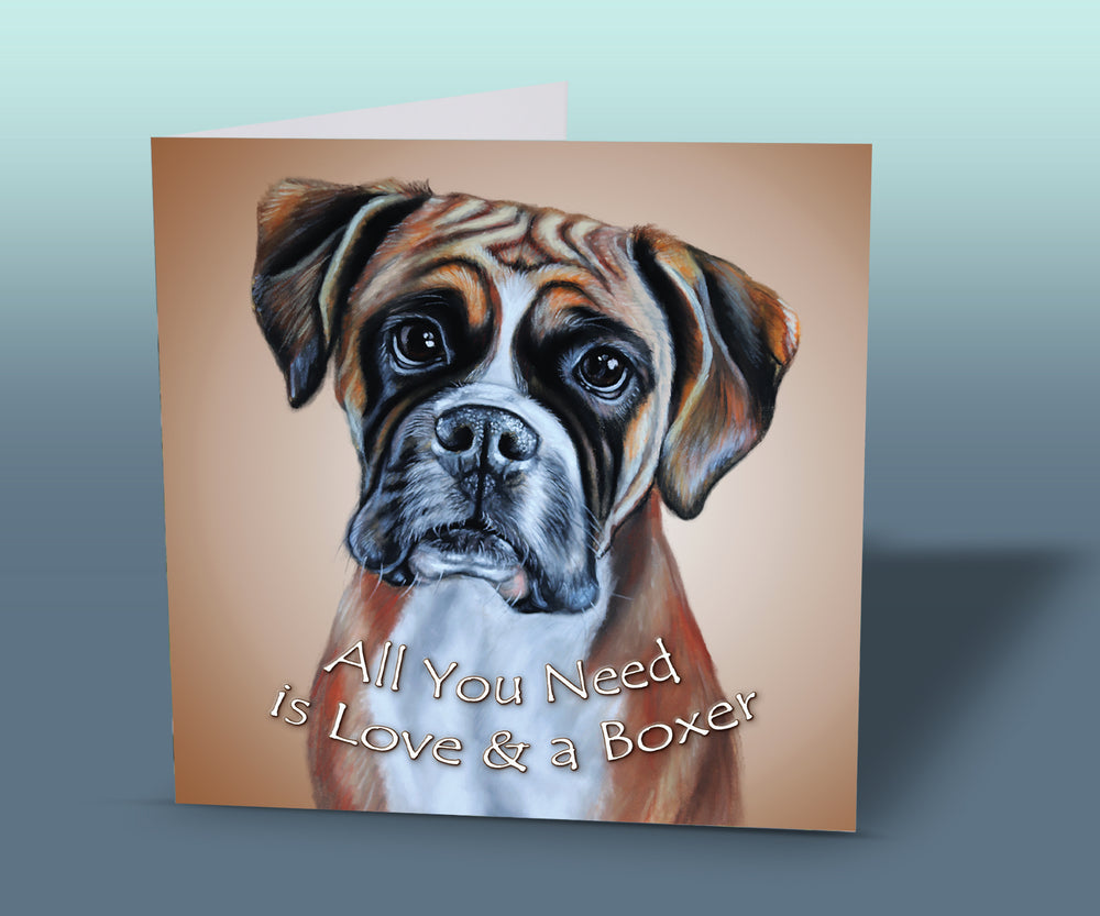 greeting card with german boxer