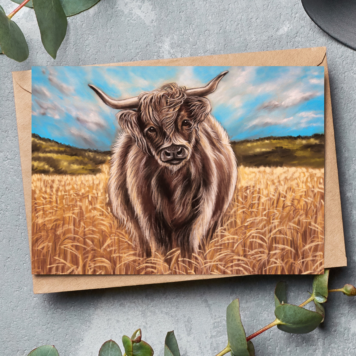 highland cow greeting card