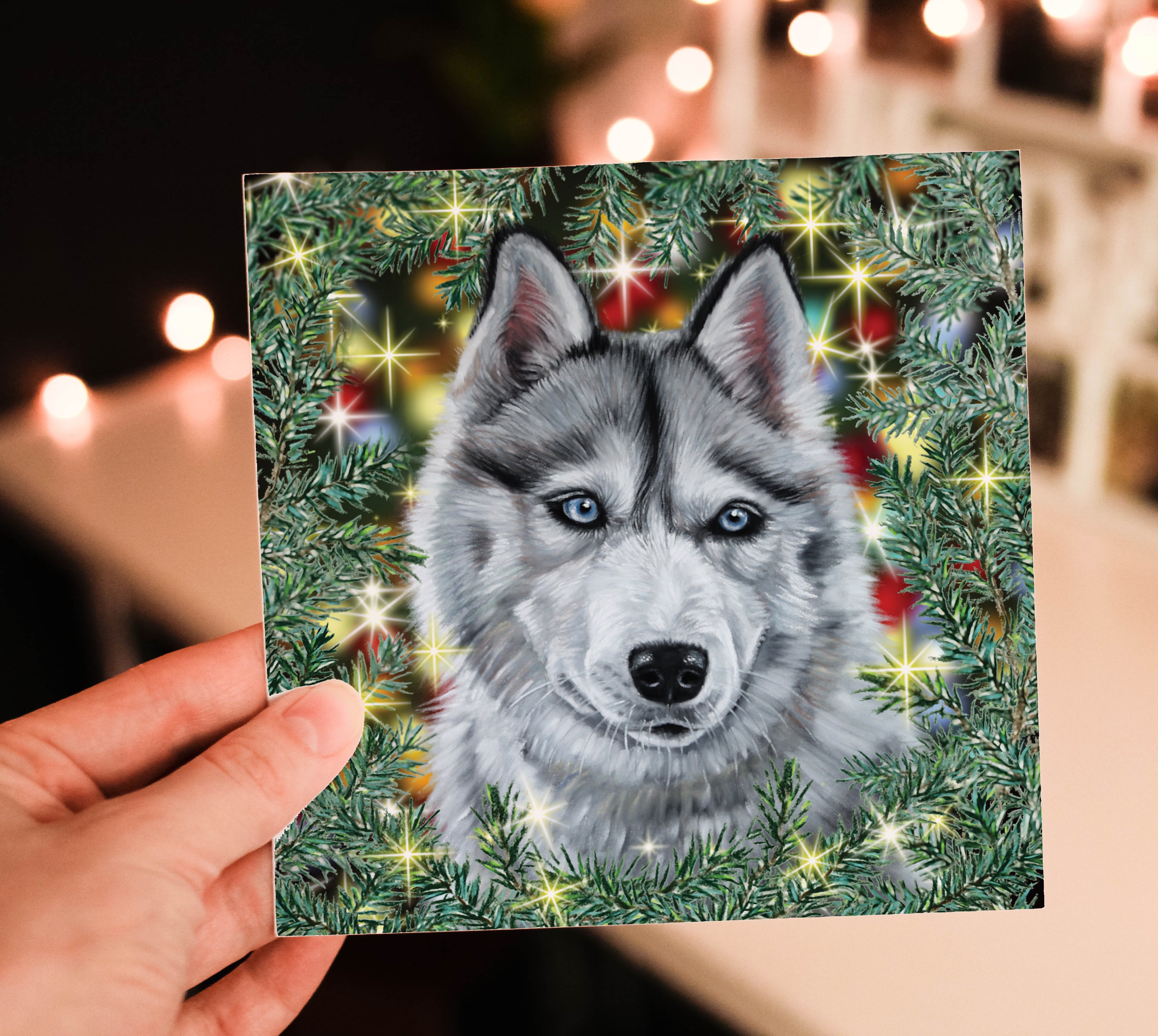 husky christmas card