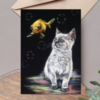 kitten and fish card