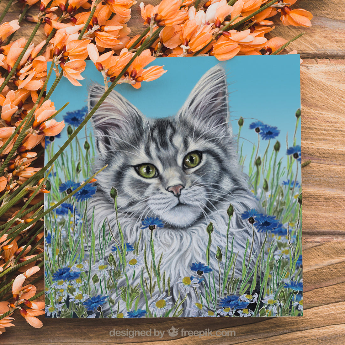 maine coon greeting card