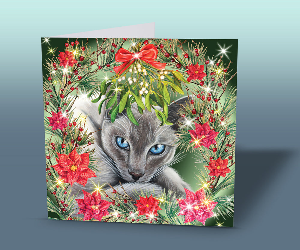 siamese cat card for christmas