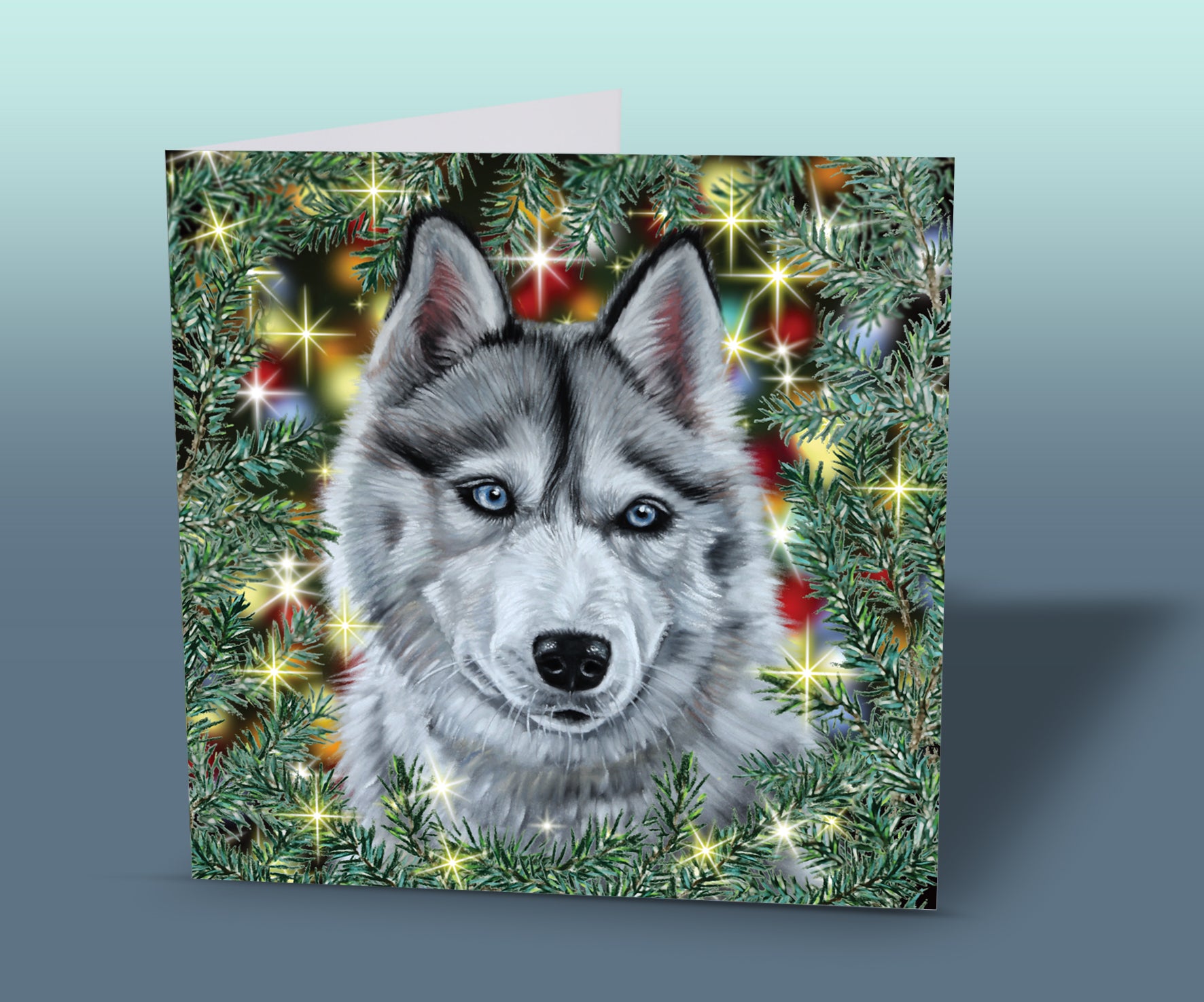 Siberian Husky christmas card