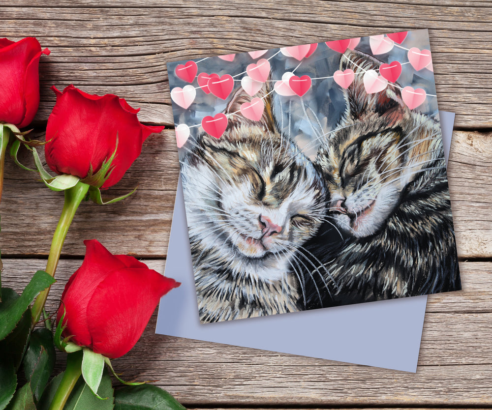tabby cats valentines day card