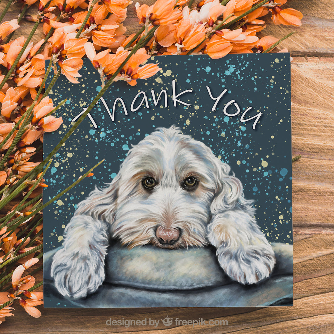thank you card with labradoodle