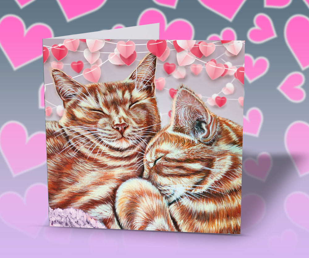 valentines day card ginger cats