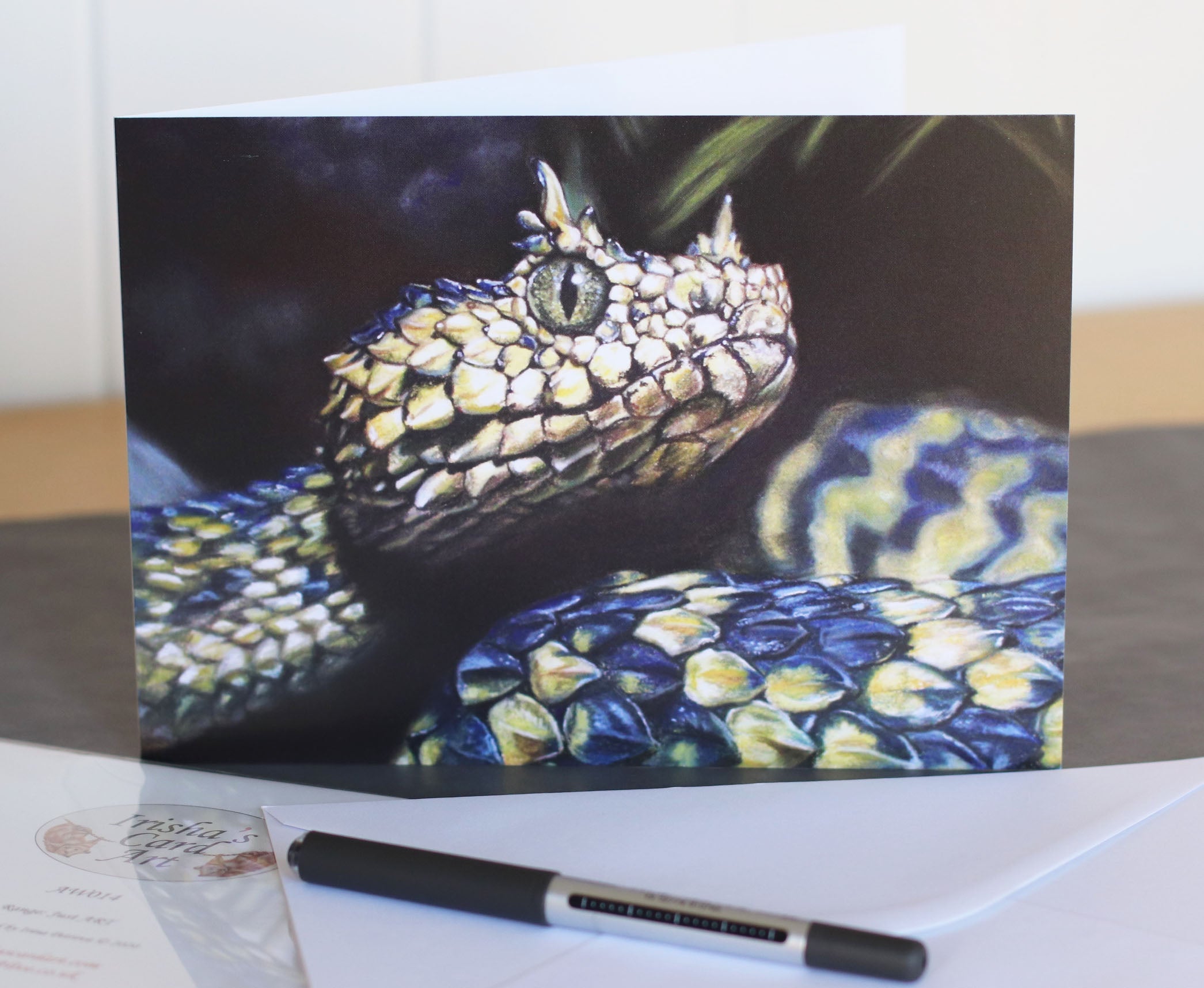 horned viper greeting card