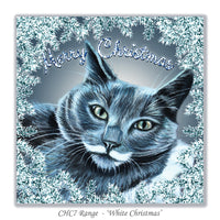 grey cat christmas card