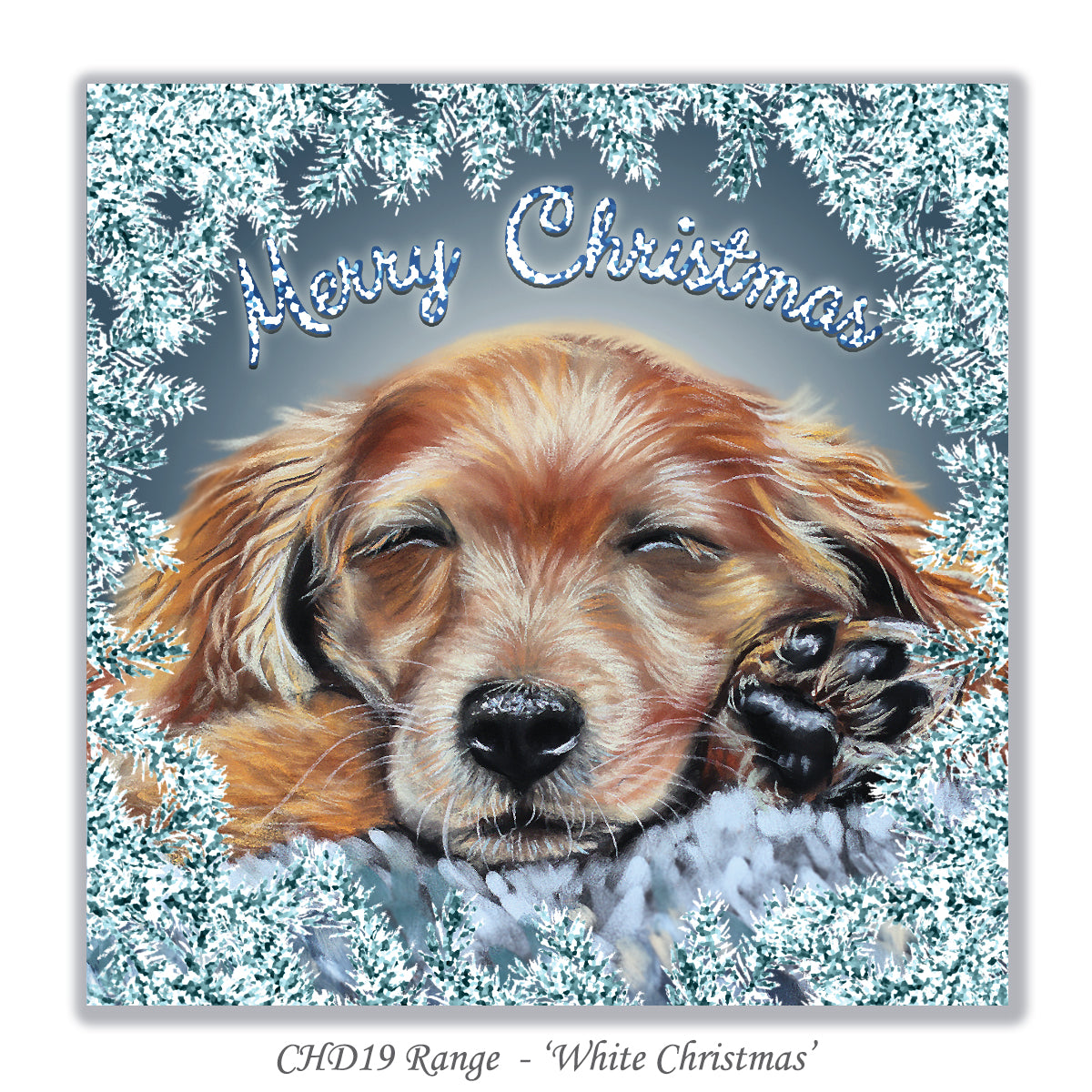 christmas card with a cute puppy