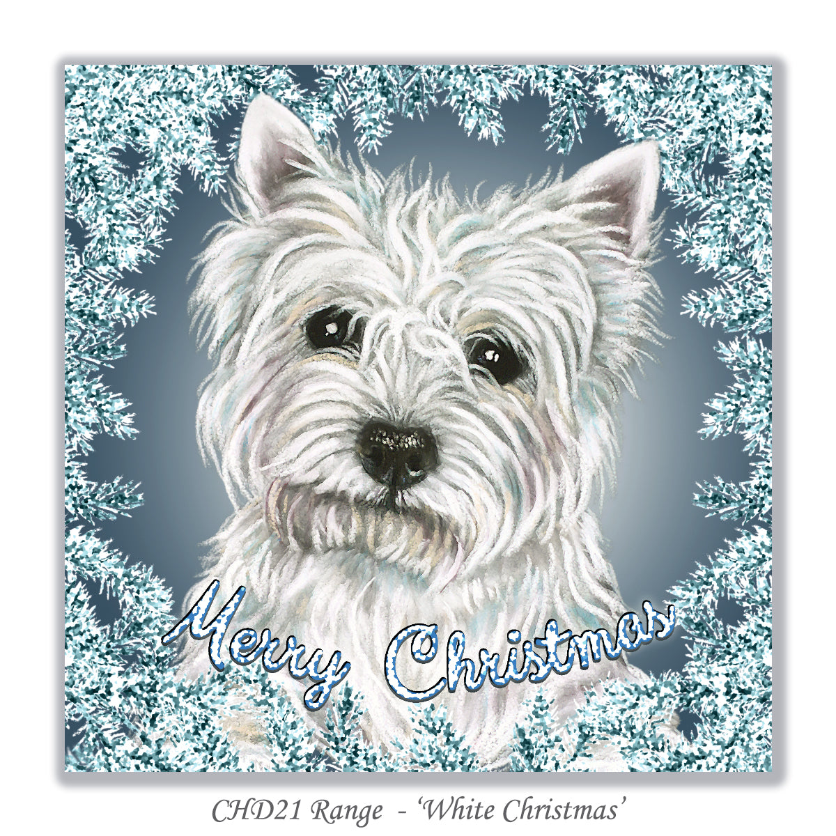 christmas card with white westie