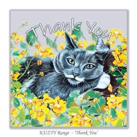 grey cat card thank you