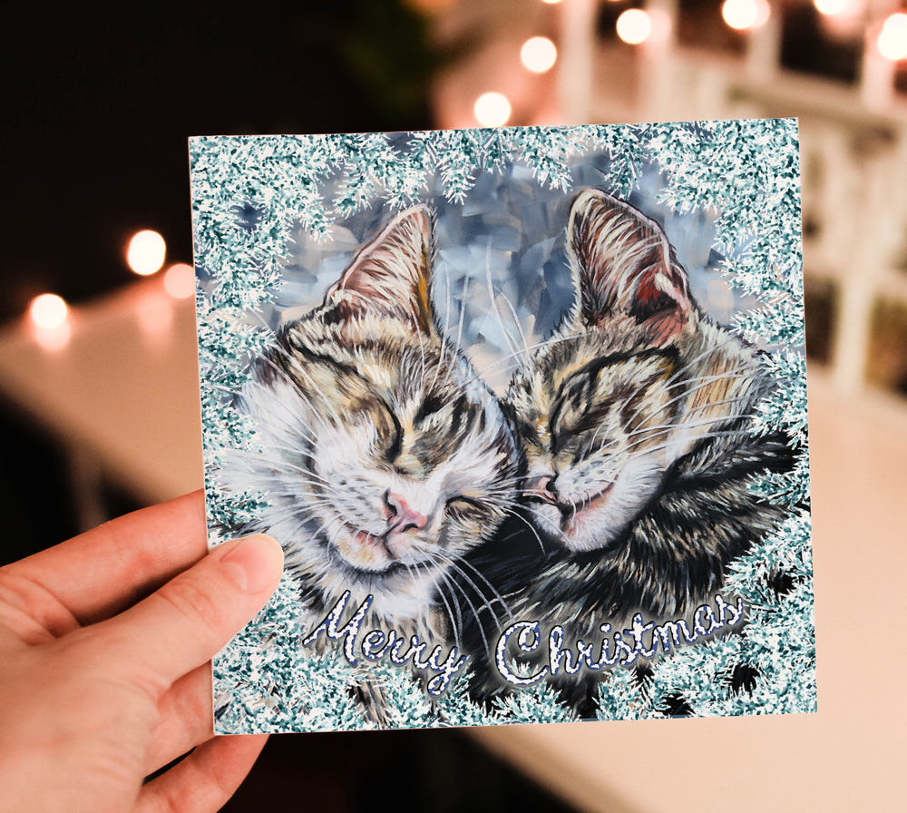 tabby cats christmas card