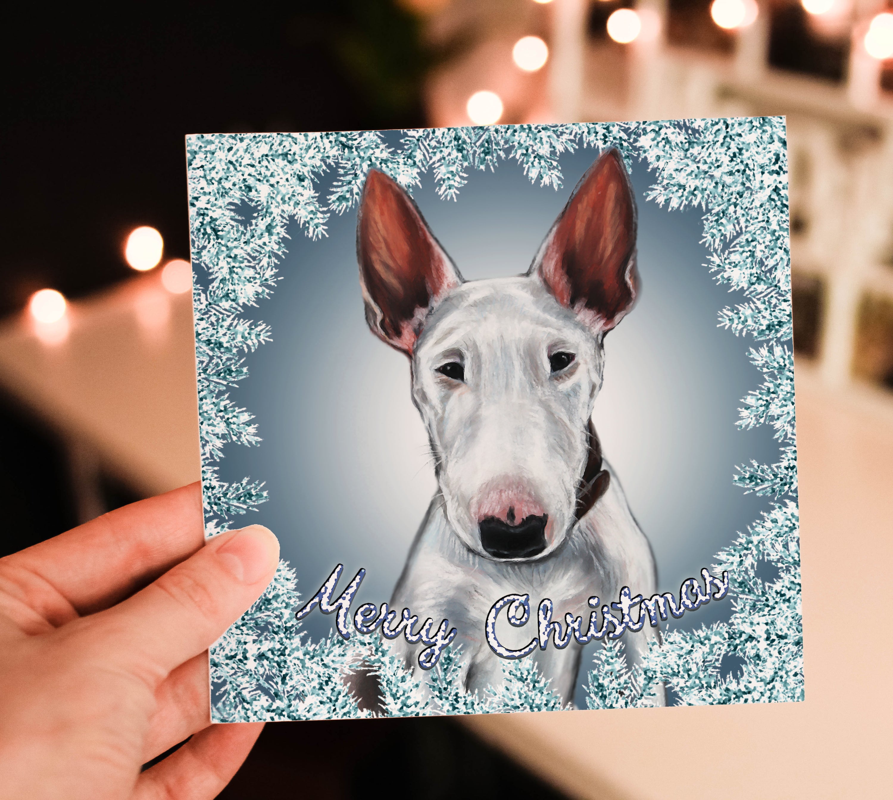 Bull terrier Christmas Card
