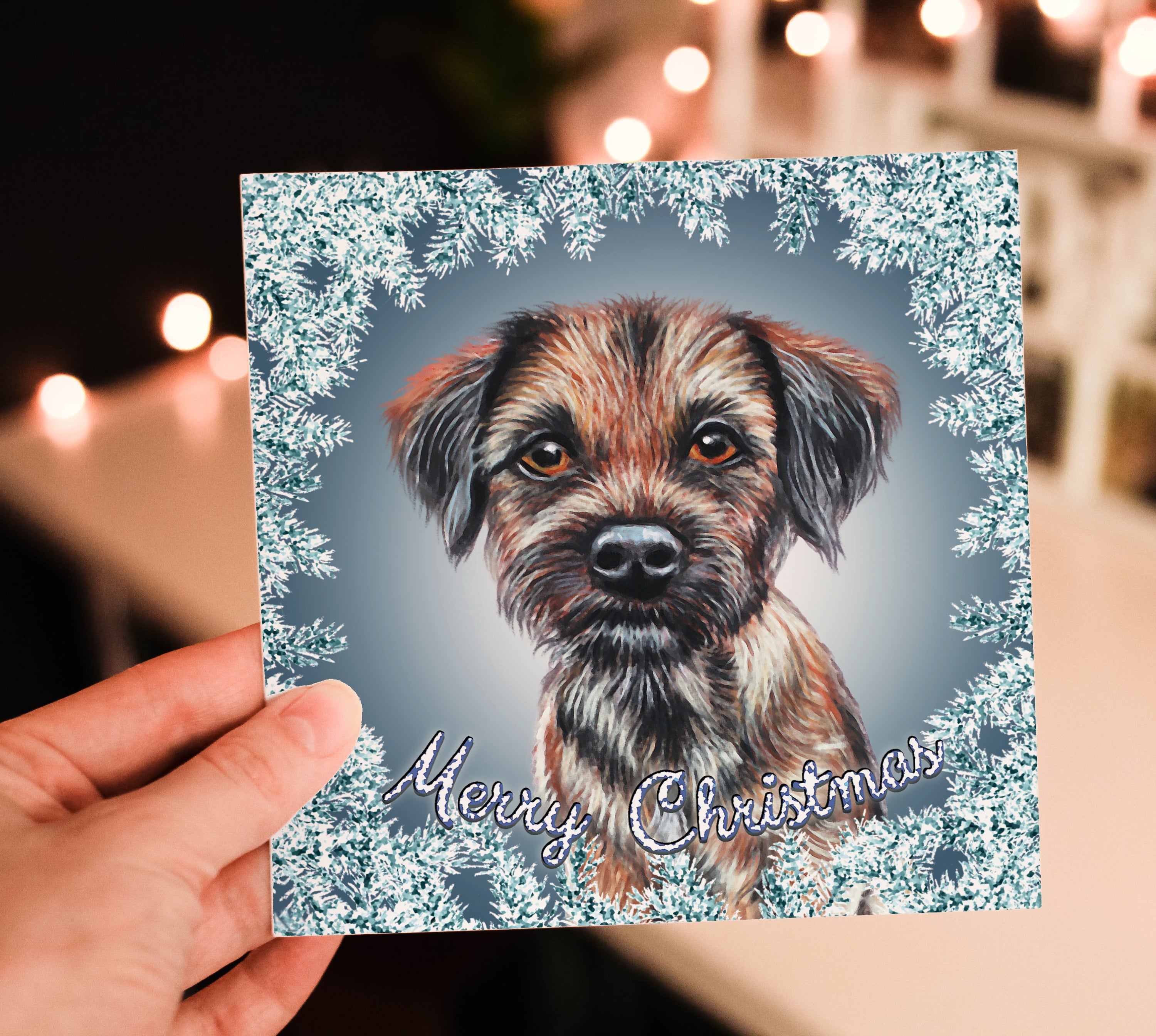 Border terrier Christmas Card