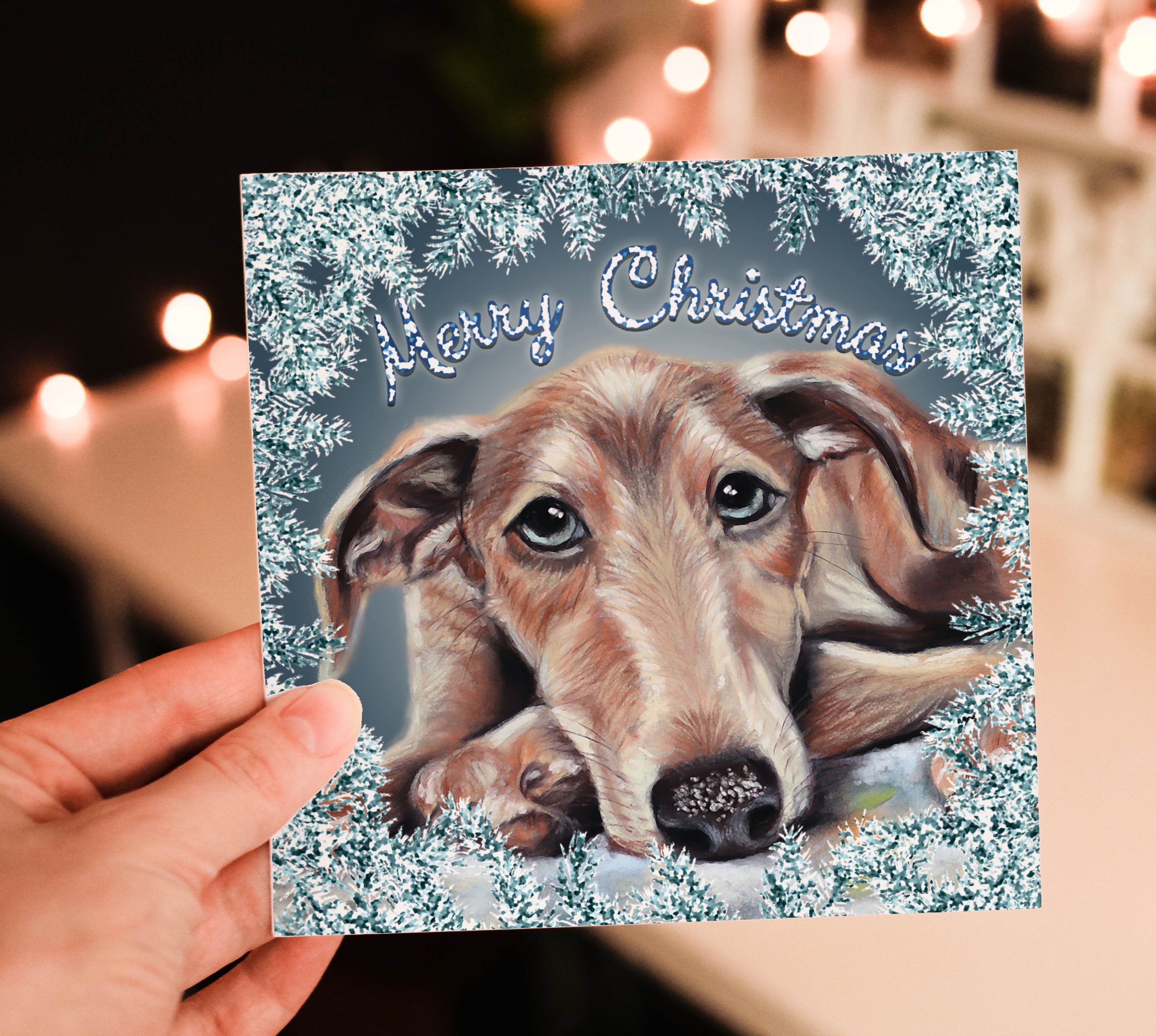 Lurcher Christmas Card