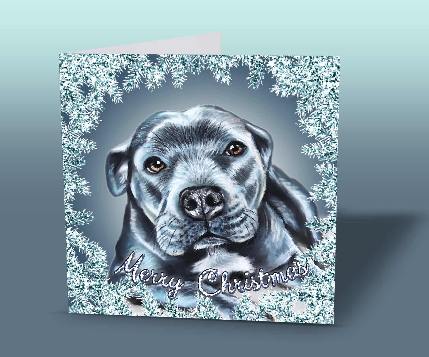 Staffordshire Bull Terrier Christmas Card