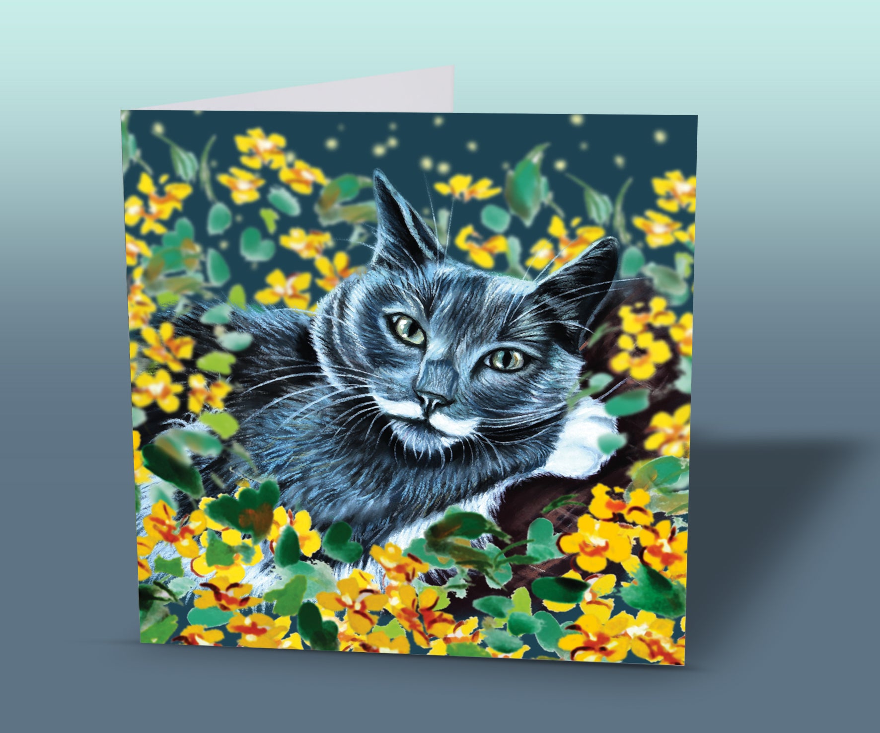 grey cat card