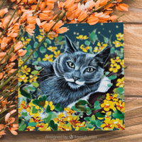 grey cat greeting card
