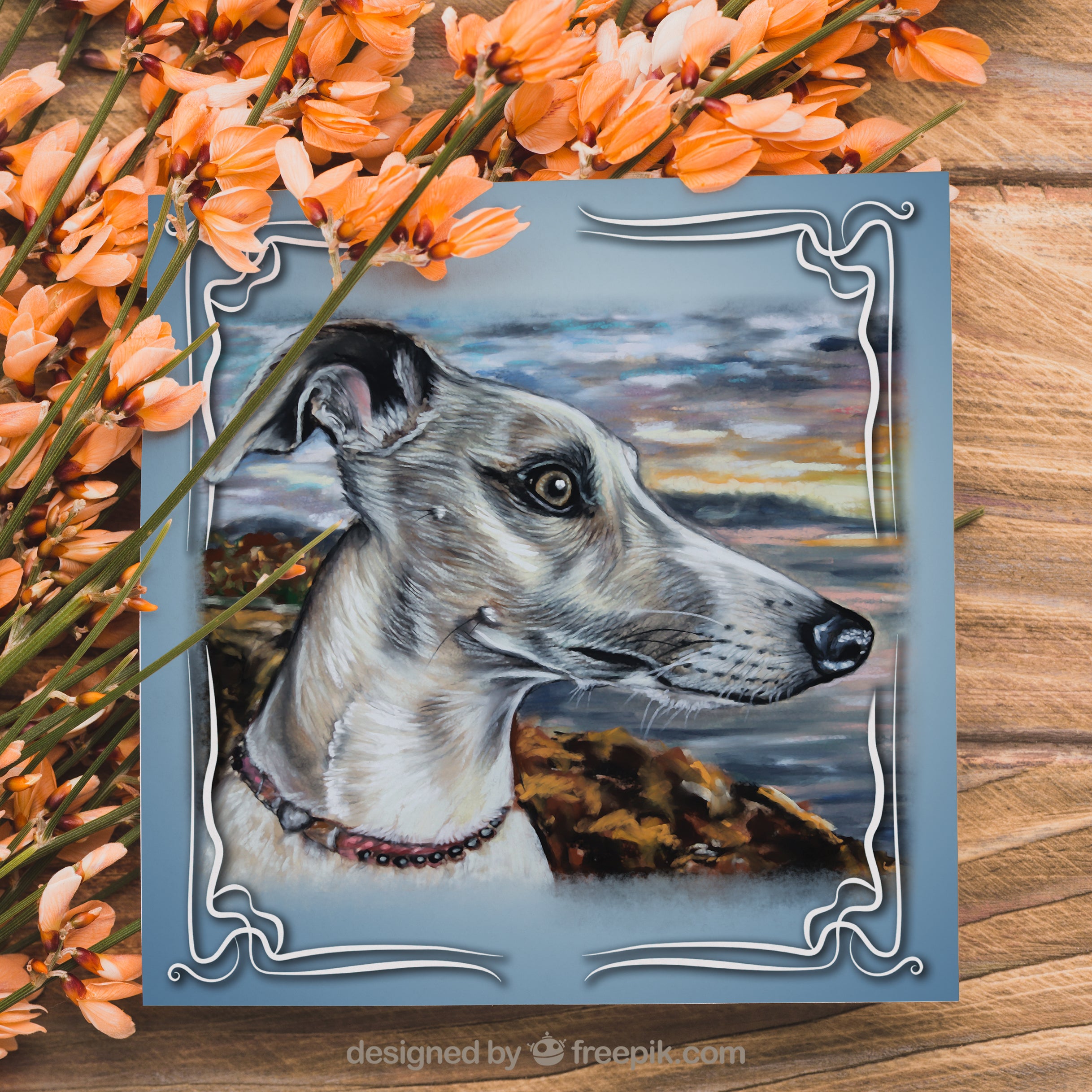 whippet greeting card